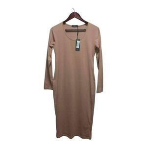 NWT Maternity Chocolate brown Minimalist dress by Pretty Little Thing.  Size 8